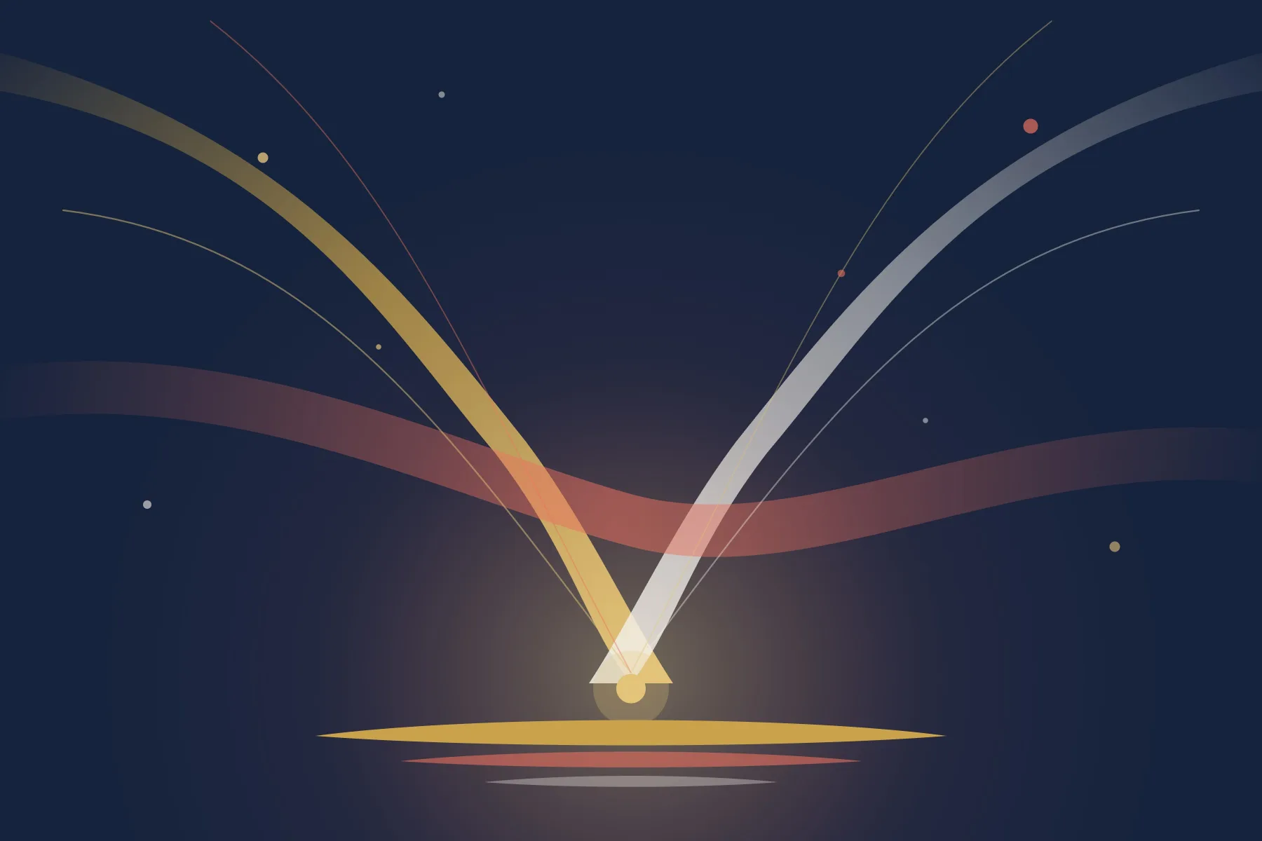 Abstract illustration: two lines meeting in one point of light